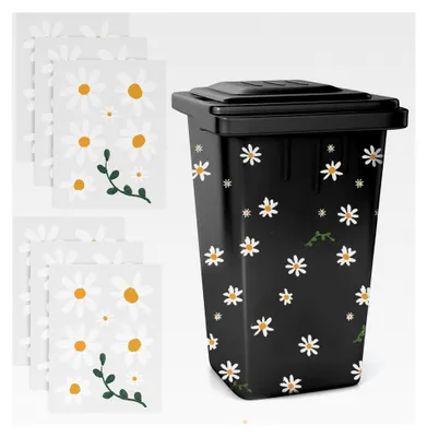 Produktbild von Mülleimer Aufkleber mit Blumenmotiv, 6 Blätter Gänseblümchen Aufkleber für Mülltonnen, selbstklebend für den Außenbereich