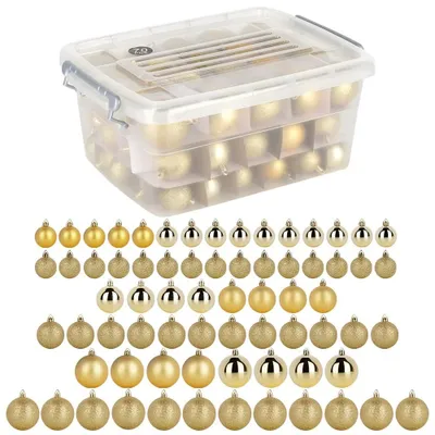 Obrázok produktu pre Vianočné ozdoby na stromček – nerozbitné – 70 kusov – zlaté