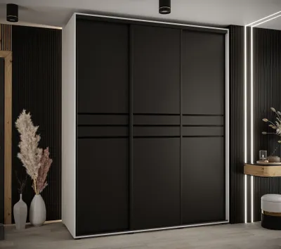 Obrázok produktu pre Šatníková skriňa ASIRI 10 - 190/60 cm, biela / čierna / čierna