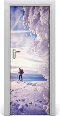 Produktbild von Tulup Türaufkleber 75x205 cm Dekorative Aufkleber Selbstklebend Wasserdichte Tapete Abnehmbar Schlafzimmer Wohnzimmer Wohnkultur - Menschen Skifahrer