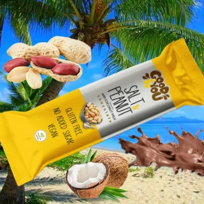 Produktbild von 10x25g Good4You Süß & Salzig Erdnuss Schoko Riegel / glutenfrei / ohne Zuckerzusatz / vegan