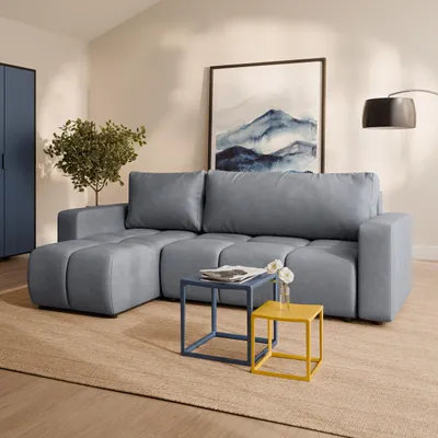 Produktbild von Masseno Ecksofa RAMIL mit Schlaffunktion L-Form, Sofa mit Bettkasten, Wohnzimmersofa, Couch, Soffa, Bettsofa, Couchgarnitur- Grau, KRONOS 15