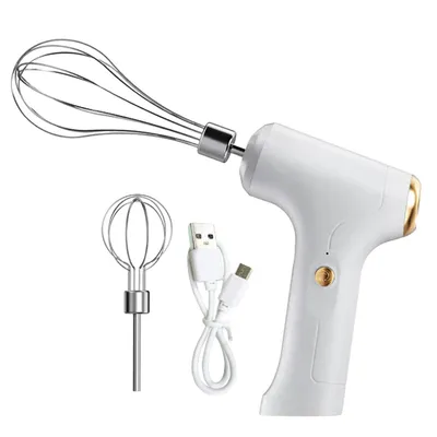 Produktbild von Edelstahl Schneebesen Wiederaufladbare Küche Handmixer Rührer Rührer Milchaufschäumer zum Einfachen Schlagen,（Weiß）