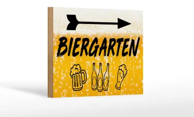 Produktbild von Holzschild 18x12cm Biergarten rechts Bier Schild