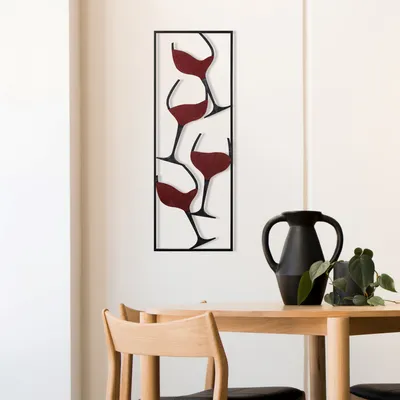 Zdjęcie produktu dla Wallity, Wine - 1, Metalowy dodatek dekoracyjny, 100% METAL (grubość: 0,8 mm), wielokolorowy, 32 x 5 x 90 cm