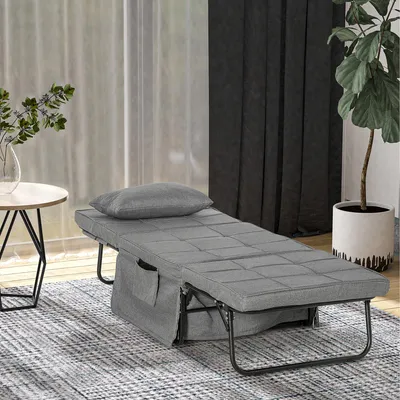 Image de Lit rabattable - Lit pliable - Lit escamotable - Lit d'appoint - Lit simple - Matelas de 8 cm - Dossier réglable en 5 positions