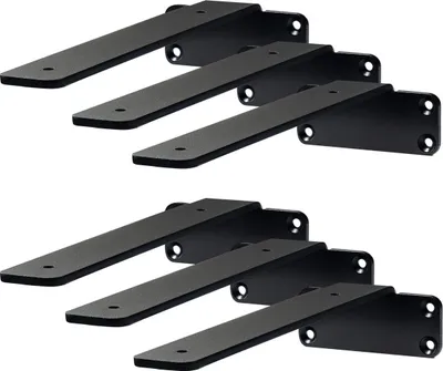 Produktbild von Shelf Bracket, 6”L x 4”W x 1.6”H 6 Pcs, Heavy Duty Floating Shelf Brackets, Brackets for Shelves, 5mm Thick Matte Black L Shelf Bracket,Steel Shelving Brackets with 160 lbs Load Capacity