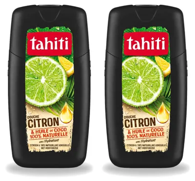 Imagen del producto de 2 unidades de gel de ducha Tahiti con aroma a limón y aceite de coco - Hidratante - 250 ml - Paquete económico
