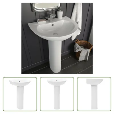 Produktbild von The Living Store Freistehendes Waschbecken mit Säule Keramik Weiß 520x440x190 mm