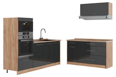 Immagine prodotto di Cucina Vicco Fame-Line Antracite lucido/Rovere dorato 340 cm, PL Rovere, Model 63890