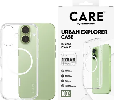 Immagine prodotto di CARE by PanzerGlass Urban Explorer Custodia per iPhone 17 - Trasparente / Bianco