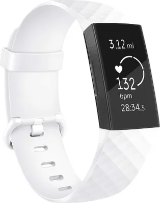 Produktbild von BStrap Silicone Diamond (Large) Armband für Fitbit Charge 3 / 4, white