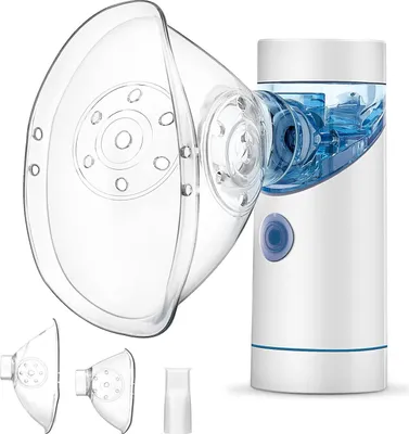 Produktbild von Inhalationsgerät Tragbares Verneblerset, Inhalatorvernebler mit Mundstück und Maske, Wirksam bei Atemwegserkrankungen, USB Wiederaufladbar