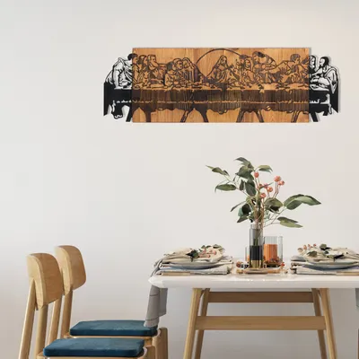Image de Wallity, Last Dinner, accessoire mural décoratif en bois, 100 % METAL, noir, 76,5 x 24,5 cm