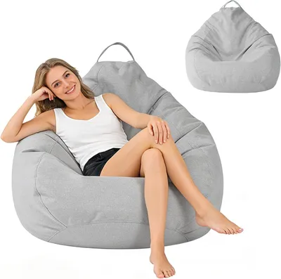 Imagen del producto de Funda para sillón de suelo XXL, sin relleno, color gris claro, para niños y adultos
