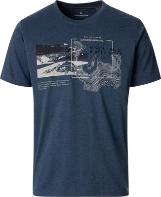 Produktbild von CasaModa T-Shirt blau melange Übergrößen Frontprint