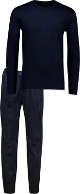 Produktbild von Schiesser Pyjama-Set dunkelblau einfarbig normale Passform