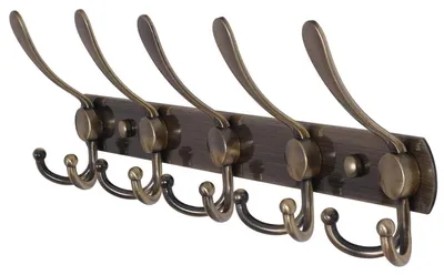 Produktbild von Garderobenleiste Wandhaken 5 Haken Edelstahl Bronze 40 cm