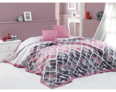 Imagen del producto de Manta Riviéra, color rosa - 220x240 cm + 2 fundas de 40x40 cm