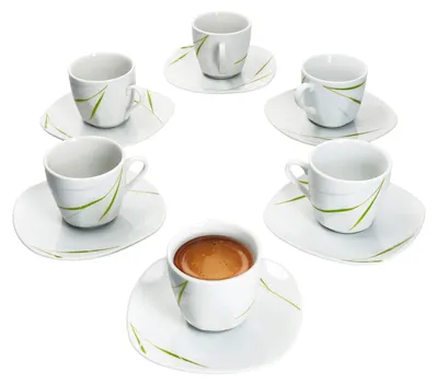 Produktbild von 6er Set Espressotasse 10cl mit Espressountertasse 12,1cm Aviva