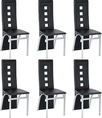 Produktbild von 6er-set Esszimmerstühle Stuhl Hochlehner Polsterstuhl Sitzgruppe Essgruppe Esszimmerstuhl Wartestuhl Besucherstuhl(schwarz)