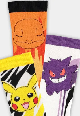 Produktbild von Pokémon Socken 3er-Pack Pikachu, Charmander, Gengar 39-42