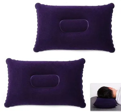 Productafbeelding van Unyqoos® Set: 2 opblaasbare reiskussens, 38×24 cm, ergonomisch, fluweel, snel opblaasbaar – hoofd-, nek- en rugsteun voor reizen en outdooractiviteiten