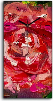 Produktbild von Dekor Leinwand Uhr Wandbilder Geräuschlos 30x60 Blumen Rose Pfingstrose Malerei - schwarze Hände
