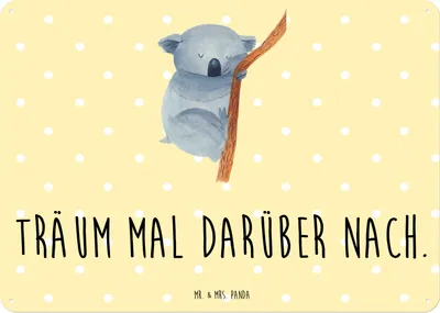 Produktbild von Mr. & Mrs. Panda tafel Koalabär DIN A5 - Gelb Pastell - Geschenk, Schlafzimmer, Koala, Traumland, Magnetschild, Bär, Schild, Blechschild, Türschild, Lustige Sprüche