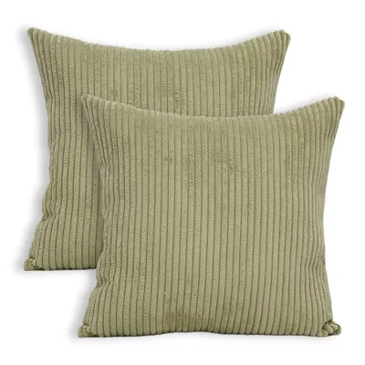 Immagine prodotto di Lumali - Cuscini decorativi in velluto a coste 40x40 cm, set da 2 federe, federe decorative in velluto a coste, federa color senape, federa color oliva