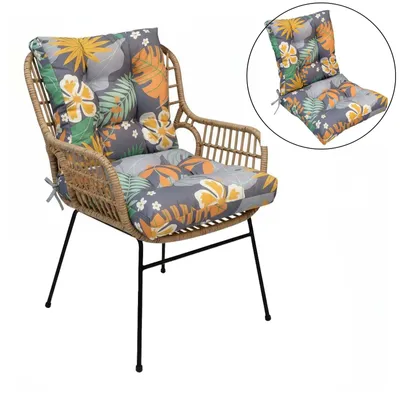 Produktbild von Gartenstuhl Hochlehner Auflagen, Outdoor Kissen für Gartenmöbel Auflagen Stuhl,Wasserfest Sitzkissen mit Rückenkissen Polster Set für Gartenstühle,Orange