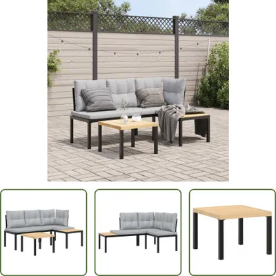 Produktbild von The Living Store Gartenbank-Set 3-tlg. Schwarz Pulverbeschichteter Stahl