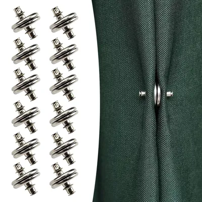 Produktbild von Magnetische Vorhang-Raffhalter - 6 Paare Magnetknöpfe als Gardinengewichte und Verschluss - Silber