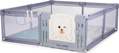 Obrázok produktu pre Chipolino ohrádka Amico dvere 180 x 200 cm 2 krúžky úložný vak od 1 roka sivá
