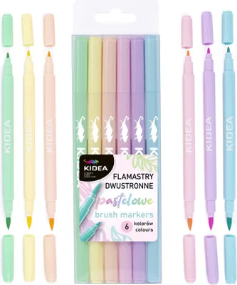 Immagine prodotto di Pennarelli pastello bifacciali 6 colori Kidea