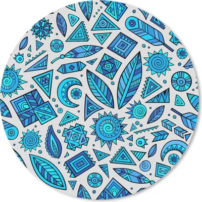 Produktbild von MuchoWow® Mauspad Mousepad Blau - Muster - Federn - Mond 30x30 cm - Mousepads - Maus Mat - Pad - Mausunterlage - Tischunterlage - Schreibtischmatten