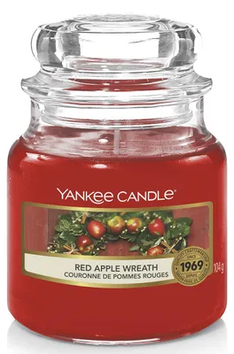 Duftkerze Red Apple Wreath, kleine Kerze im Glas, 104 g