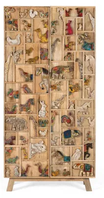 Zdjęcie produktu dla Szafa Animalia z drewna mangowego, 170 cm x 90 cm x 48 cm, Giner y Colomer