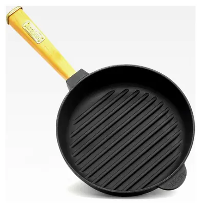 Produktbild von Gusseisen Grillpfanne 24 cm mit Holzgriff