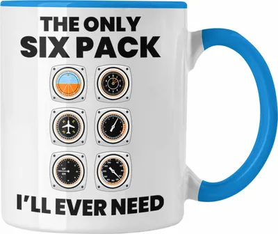 Produktbild von Trendation - Pilot Geschenk Tasse Flugzeug Fliegen Geschenkidee Piloten Kaffeetasse Flugzeug Grafik Sixpack (Blau)