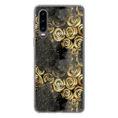 Produktbild von MuchoWow® Handyhülle Schutzhülle Hülle für Huawei P30 Marmor - Gold - Rose - Muster Silikon Softcase Handy Hülle - Kartenbesitzer