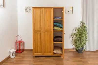 Produktbild von Kleiderschrank Massivholz Erlefarben 016 - Abmessung 190 x 120 x 60 cm (H x B x T)