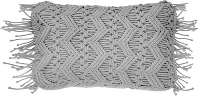 Produktbild von BELIANI Dekokissen Grau Baumwolle 45 x 30 cm Mit Fransen Strickmuster Boho-Stil Wohnzimmer Salon Schlafzimmer