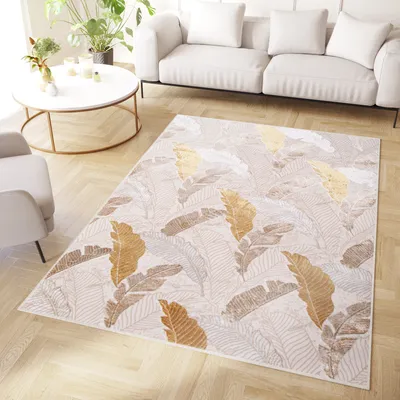 Obrázok produktu pre Tapiso Koberec Crystal Modern Brown Gold Beige Obývacia izba 80 x 150 cm