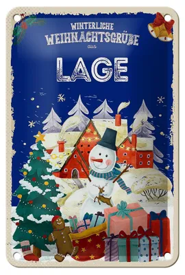 Produktbild von Blechschild Weihnachtsgrüße LAGE Geschenk FEST Dekoration 12x18cm