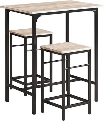 Productafbeelding van Bistroset met 2 stoelen - 3-delige eethoekset voor binnen en buiten