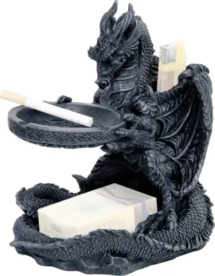 Produktbild von Drachen Raucherset Aschenbecher mit Schachtel und Feuerzeugablage
