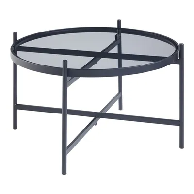 Obrázek produktu pro Konferenční stolek "Lier" s kulatým kovovým rámem a skleněnou deskou Ø61 x 39,5 cm černý