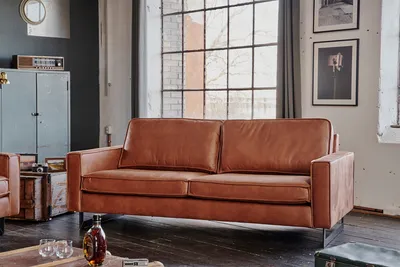 Produktbild von KAWOLA Sofa VILNIUS 3-Sitzer Kunstleder mit Lederanteil cognac