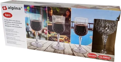 Obrázok produktu pre Súprava plastových pohárov na víno Alpina 6 kusov